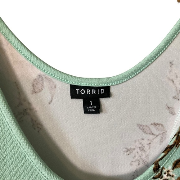 Torrid Mint Green Floral Fit & Flare Skater Dress Size 1 - Picture 8 of 10